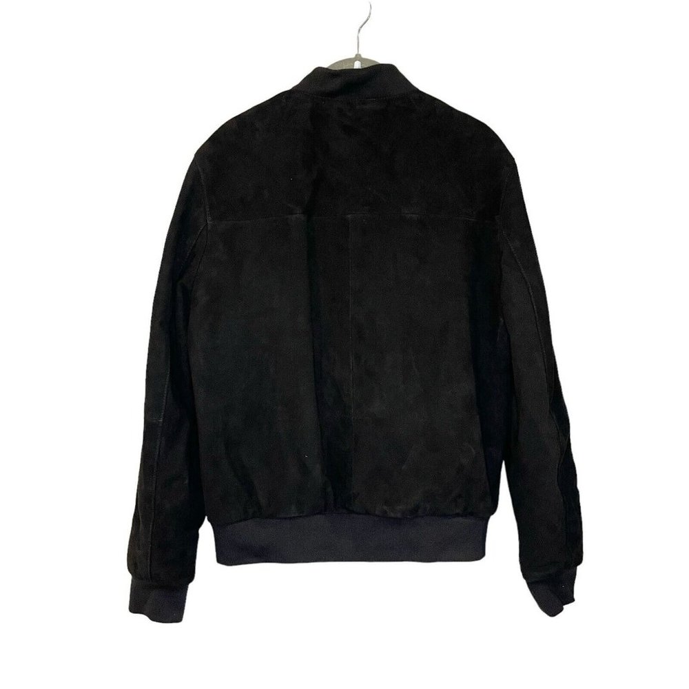 Quince Men's 100% Suede Bomber Jacket Black Full Zip Goat Leather Size M NEW - Picture 3 of 5
